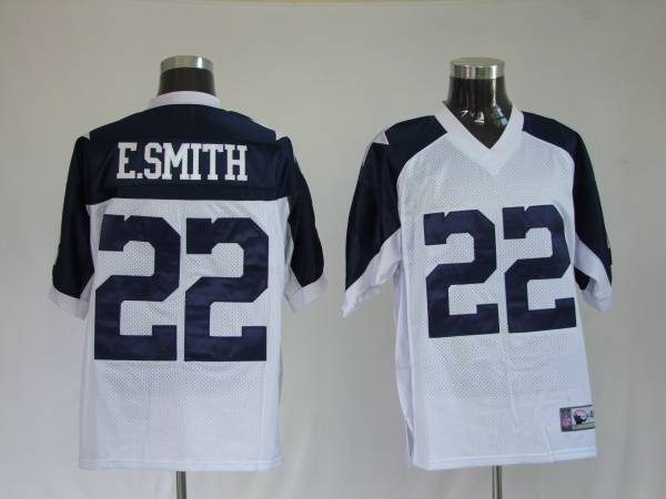 Cowboys Emmitt Smith Jersey Thanksgiving White 22 Men's Embroidered Elite  Throwback