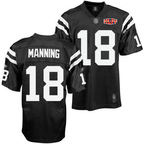 Colts #18 Peyton Manning Black Shadow With Super Bowl Patch Stitched ...